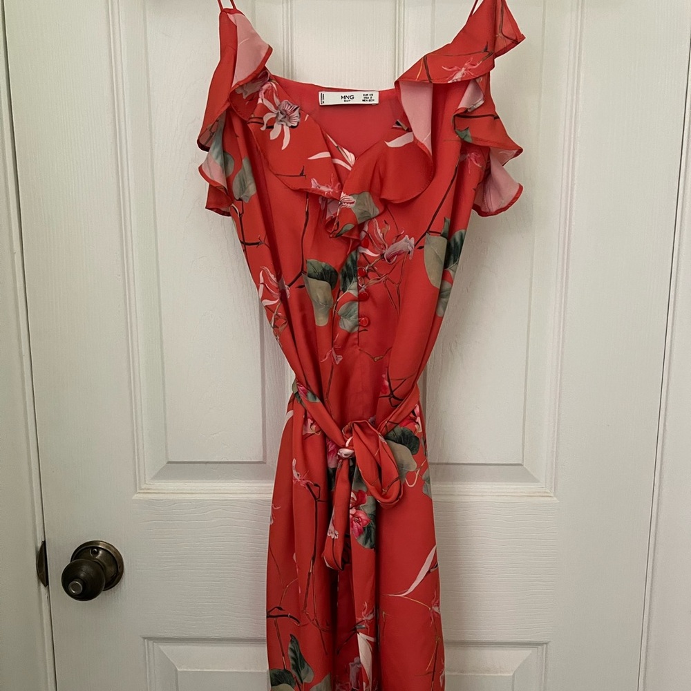 floral button dress with tie waist